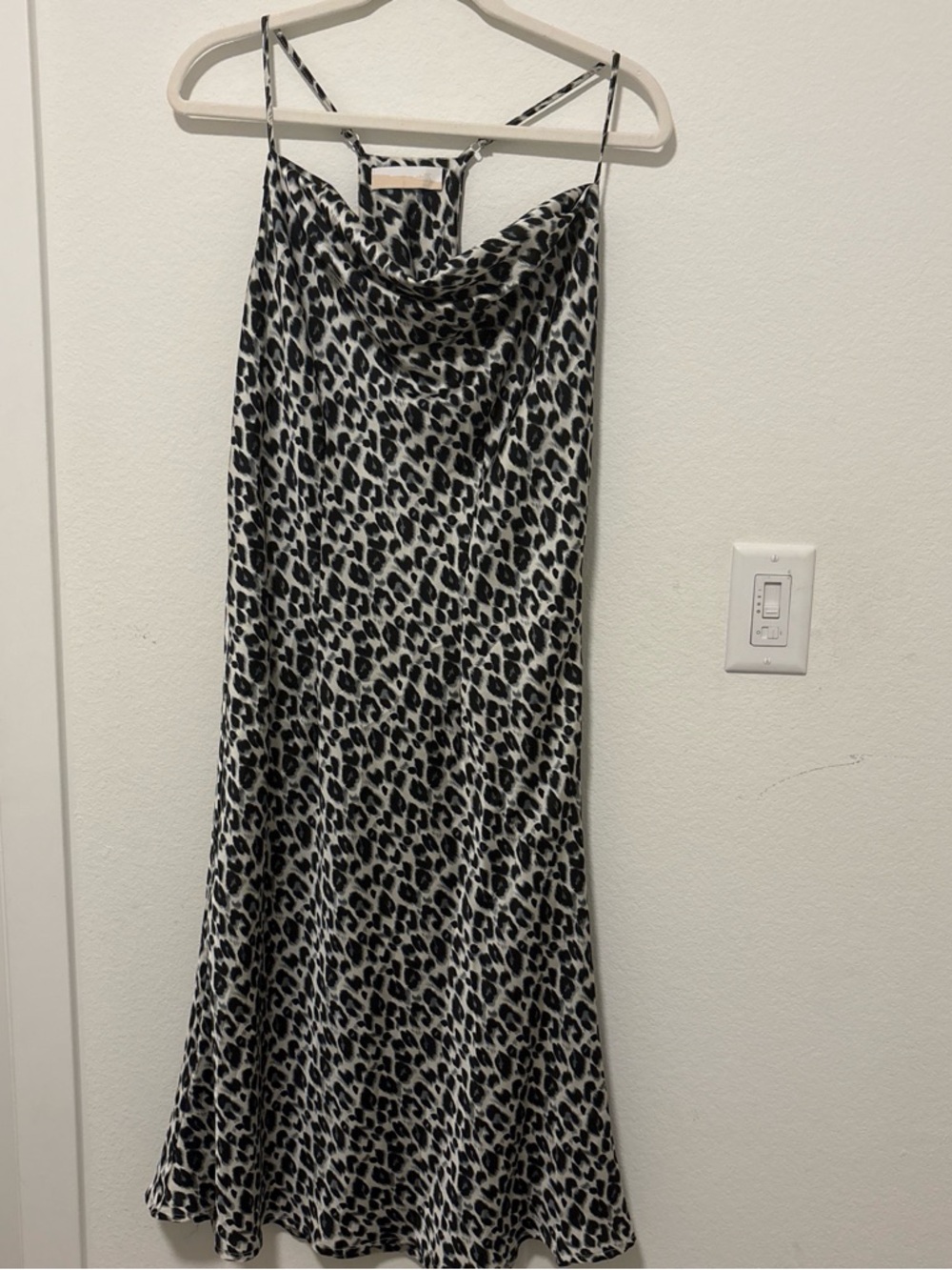 Leopard Print Cowl Neck Maxi Dress - Black & White
